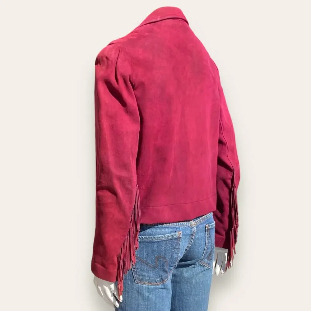 Vintage Burgundy suede cropped jacket ladies medium - Picture 6 of 16